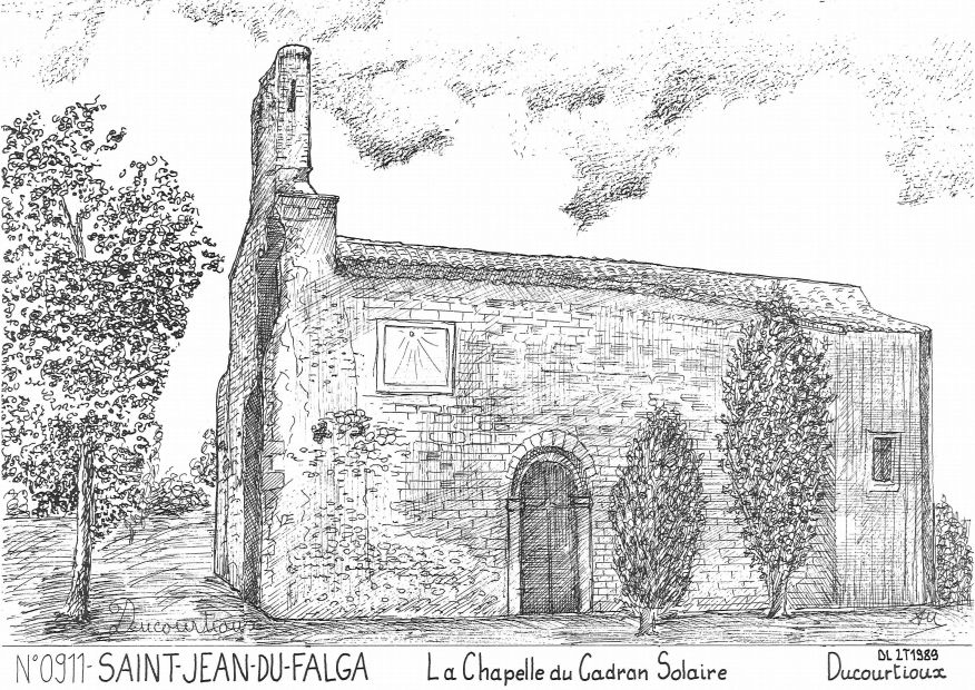 N 09011 - ST JEAN DU FALGA - la chapelle du cadran solaire