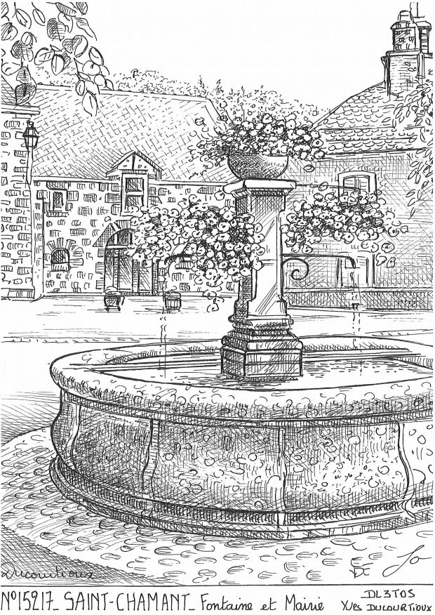 N 15217 - ST CHAMANT - fontaine et mairie