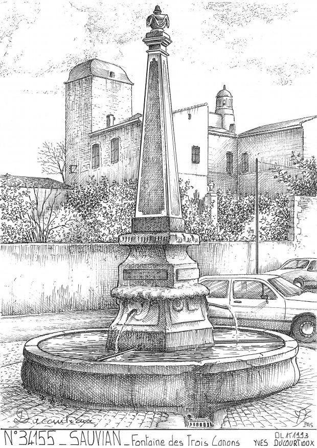 N 34155 - SAUVIAN - fontaine des trois canons