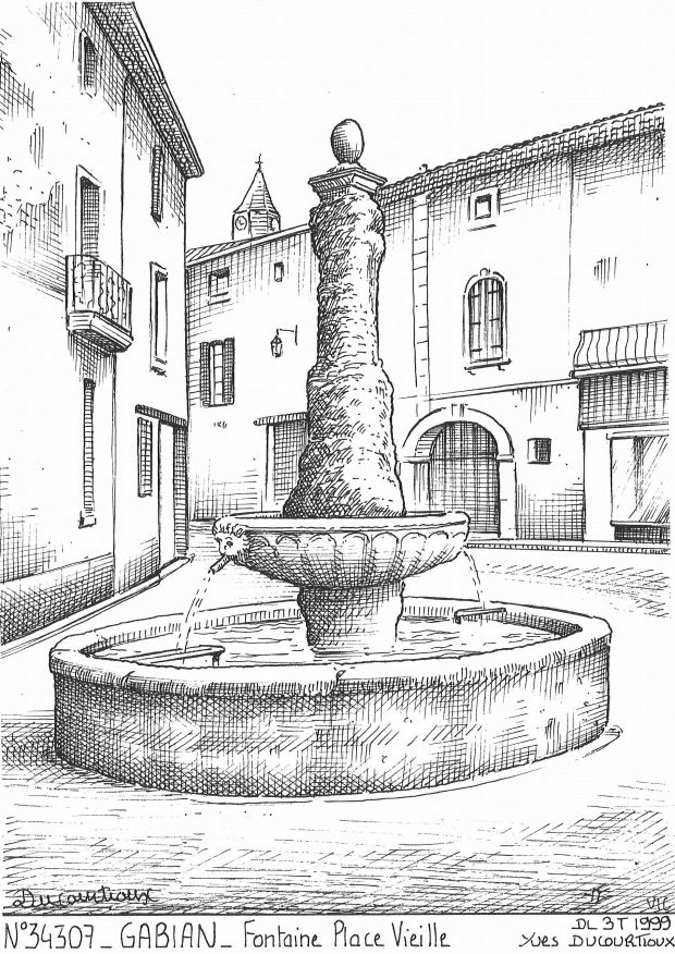 N 34307 - GABIAN - fontaine place vieille