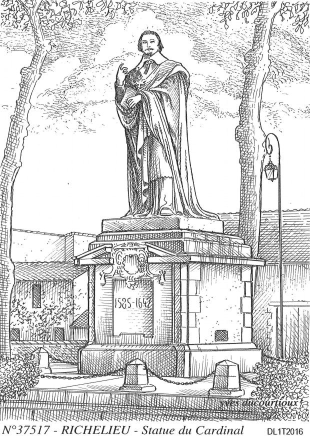 N 37517 - RICHELIEU - statue du cardinal