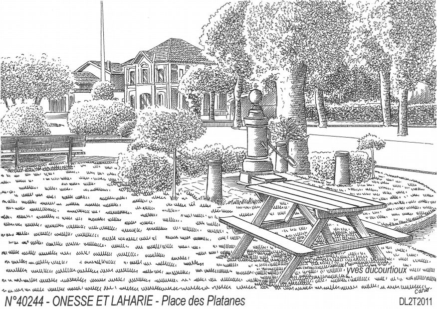 N 40244 - ONESSE ET LAHARIE - place des platanes