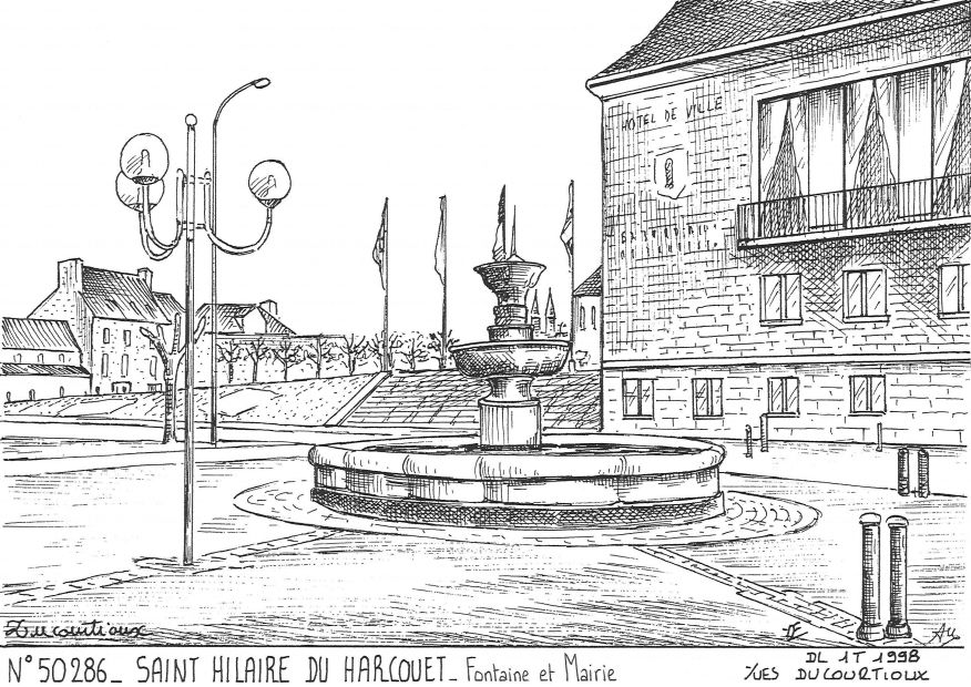 N 50286 - ST HILAIRE DU HARCOUET - fontaine et mairie