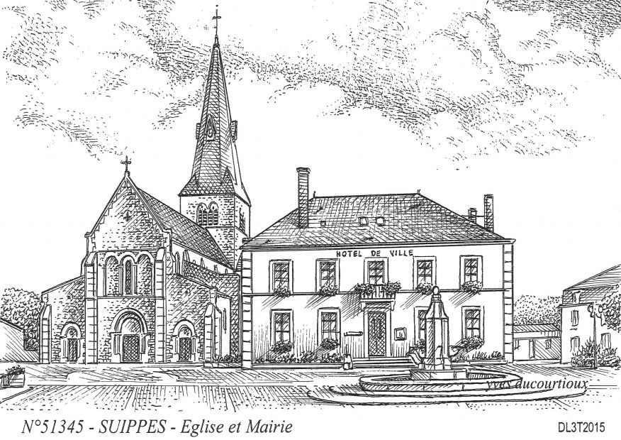 N 51345 - SUIPPES - �glise et mairie