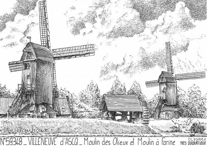 N 59348 - VILLENEUVE D ASCQ - moulin des olieux et moulin �