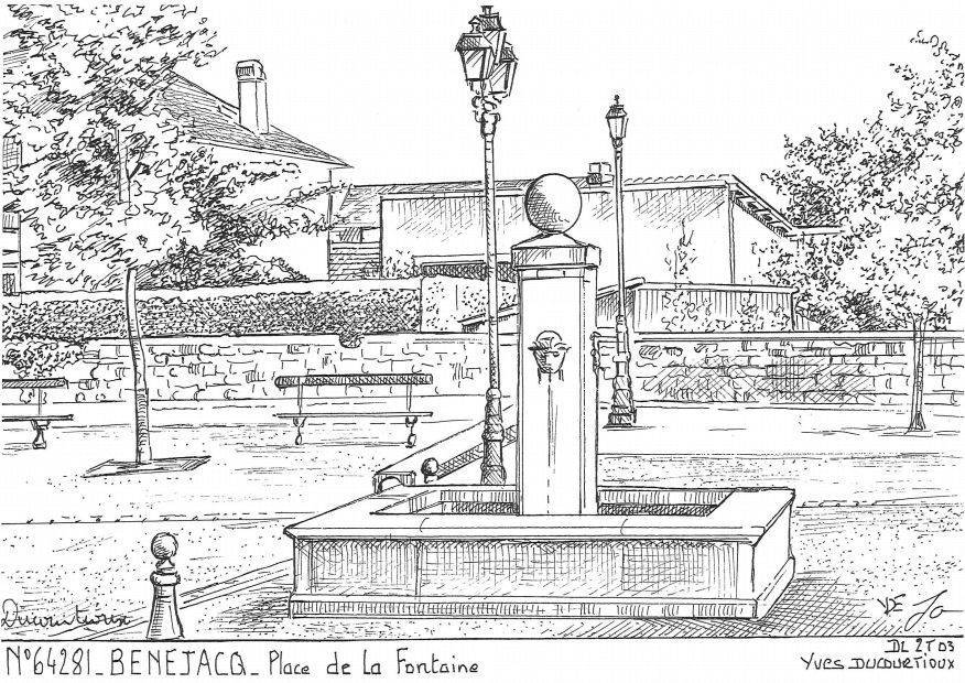 N 64281 - BENEJACQ - place de la fontaine