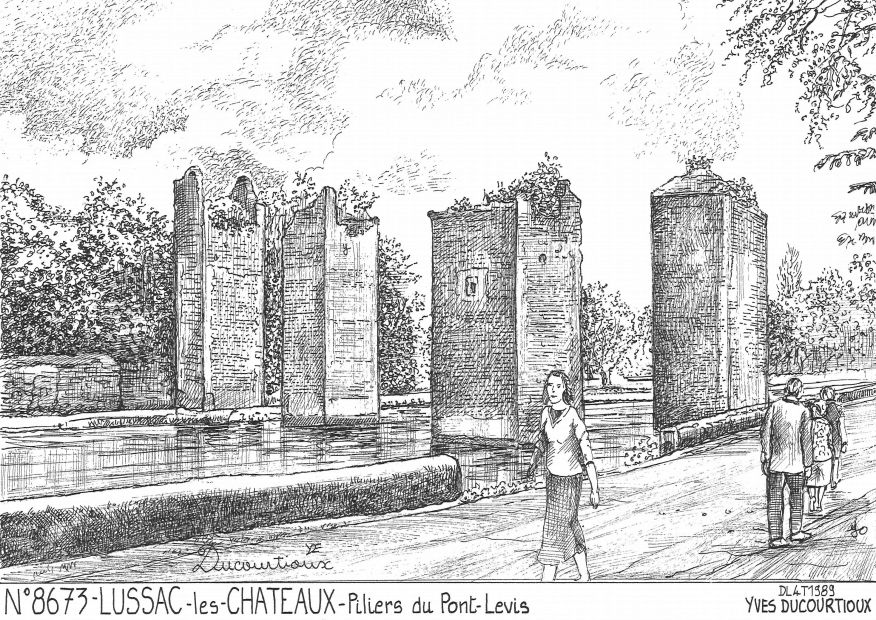 N 86073 - LUSSAC LES CHATEAUX - piliers du pont levis
