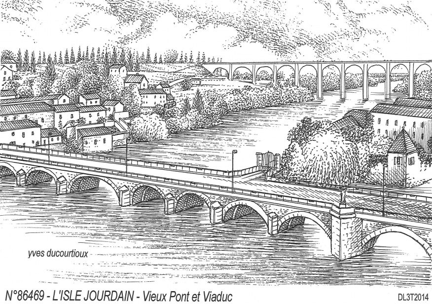 N 86469 - L ISLE JOURDAIN - vieux pont et viaduc