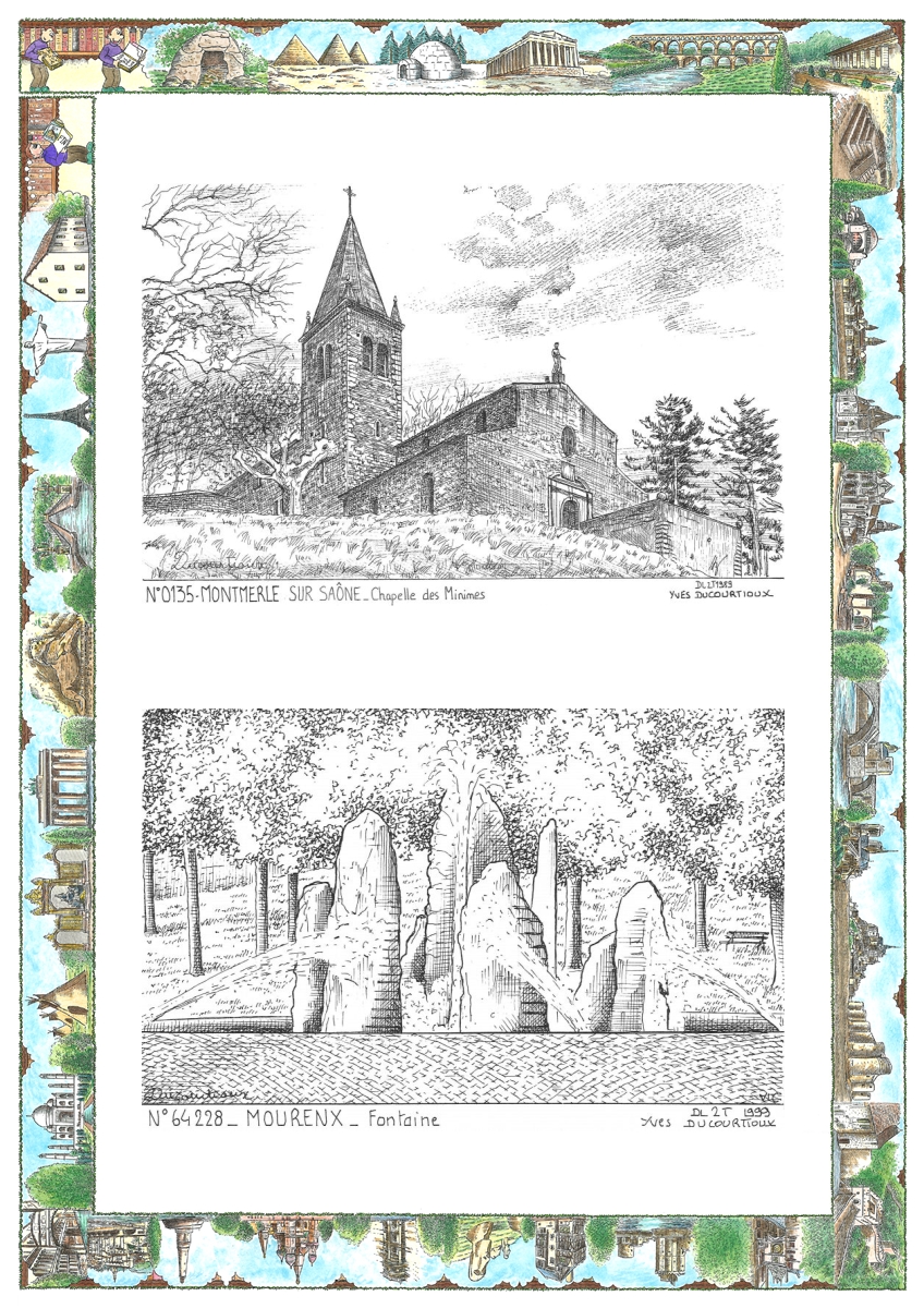MONOCARTE N 01035-64228 - MONTMERLE SUR SAONE - chapelle des minimes / MOURENX - fontaine