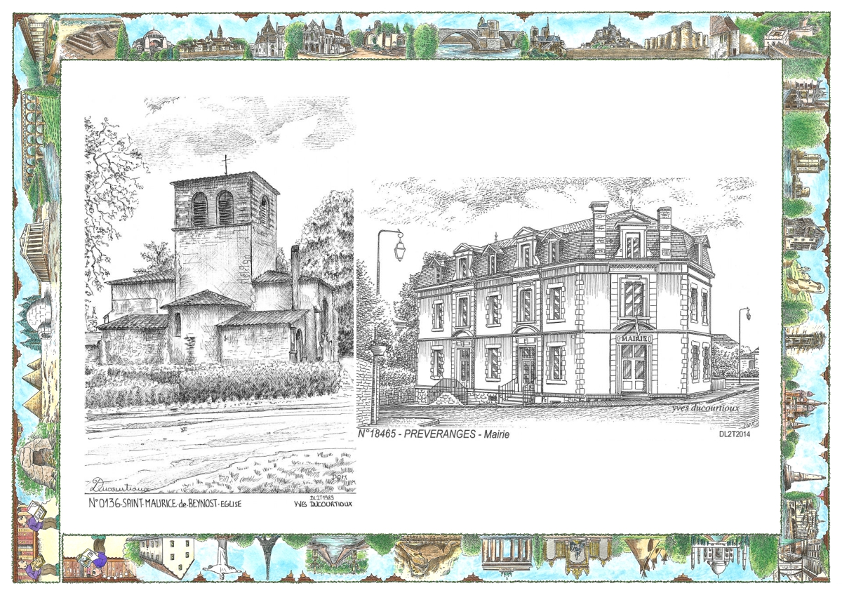 MONOCARTE N 01036-18465 - ST MAURICE DE BEYNOST - �glise / PREVERANGES - mairie