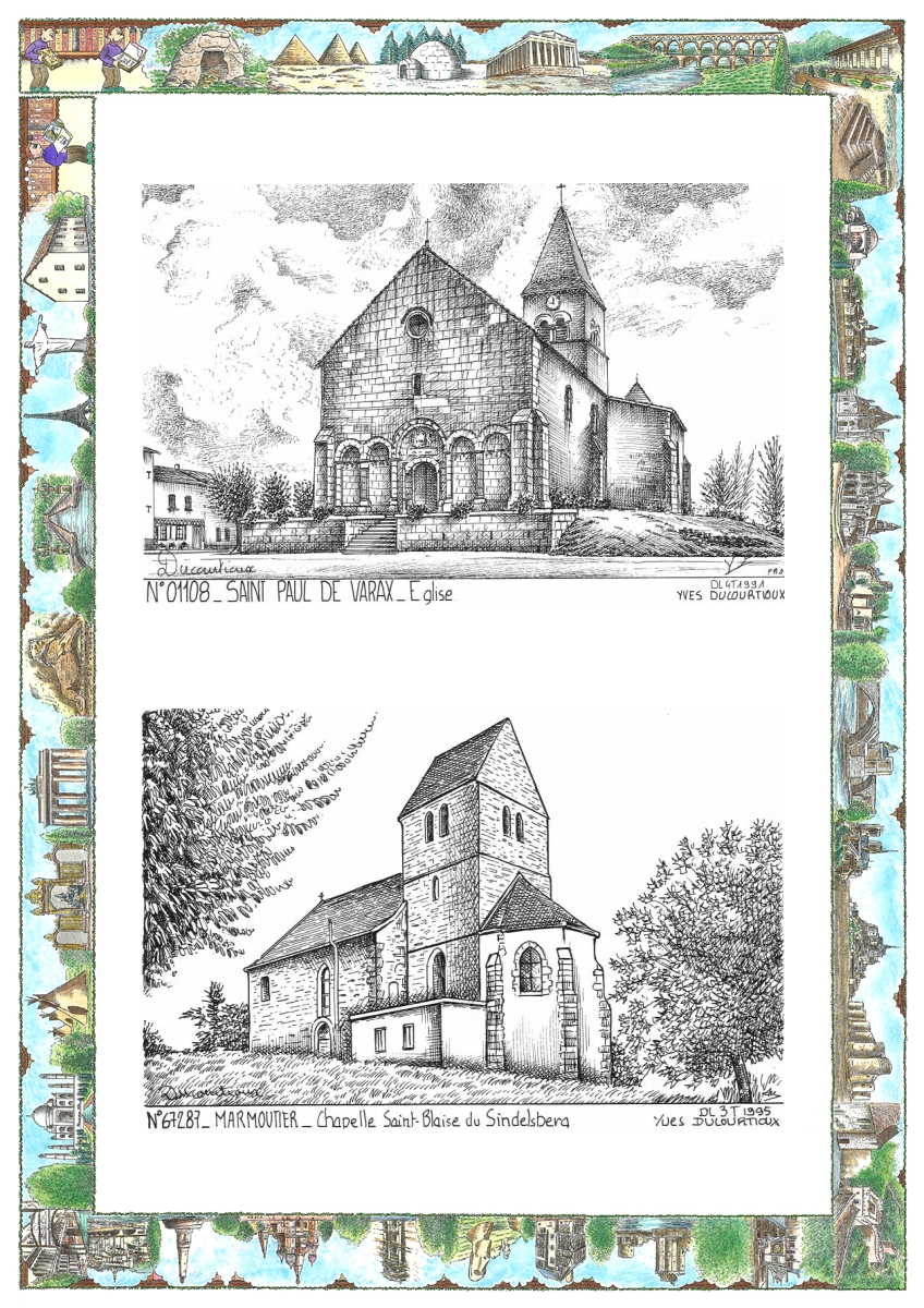 MONOCARTE N 01108-67287 - ST PAUL DE VARAX - �glise / MARMOUTIER - chapelle st blaise du sindelsb