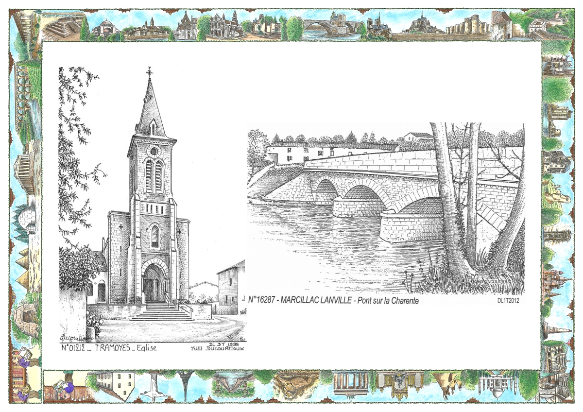 MONOCARTE N 01212-16287 - TRAMOYES - �glise / MARCILLAC LANVILLE - pont sur la charente