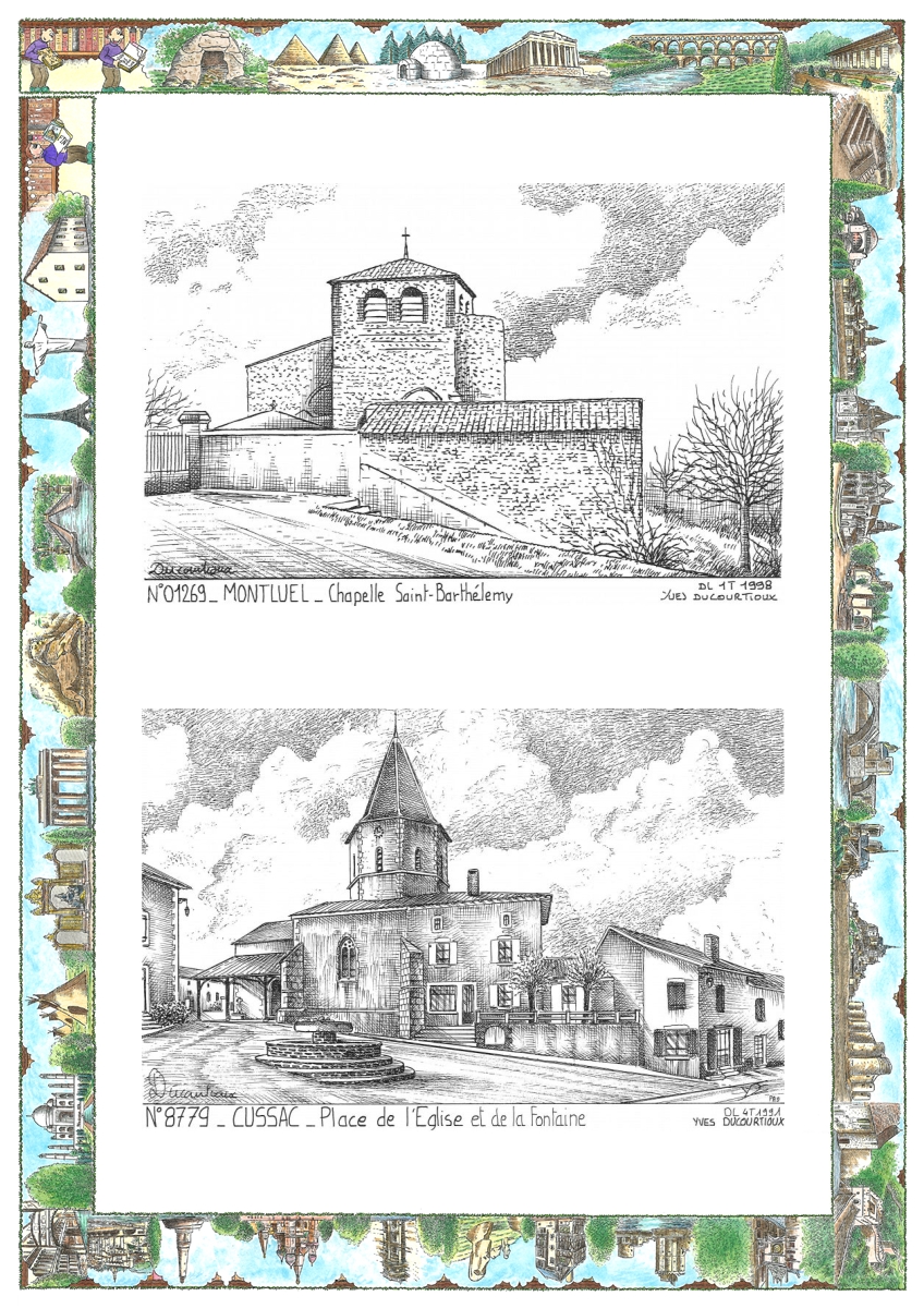 MONOCARTE N 01269-87079 - MONTLUEL - chapelle st barthel�my / CUSSAC - place de l �glise et de la fon