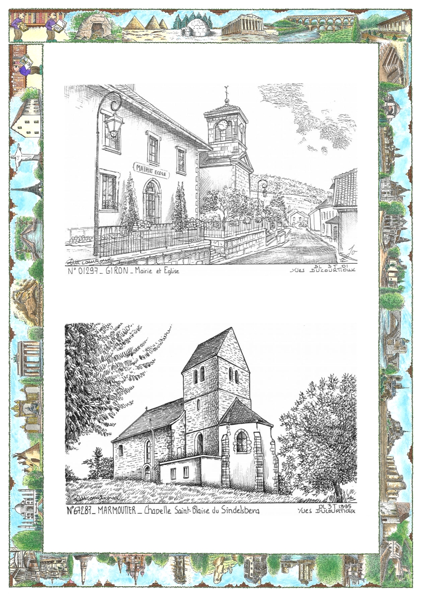 MONOCARTE N 01297-67287 - GIRON - mairie et �glise / MARMOUTIER - chapelle st blaise du sindelsb