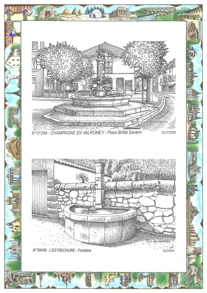 MONOCARTE N 01364-30436 - CHAMPAGNE EN VALROMEY - place brillat savarin / L ESTRECHURE - fontaine