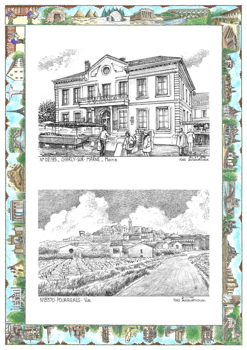 MONOCARTE N 02195-83070 - CHARLY SUR MARNE - mairie / POURRIERES - vue