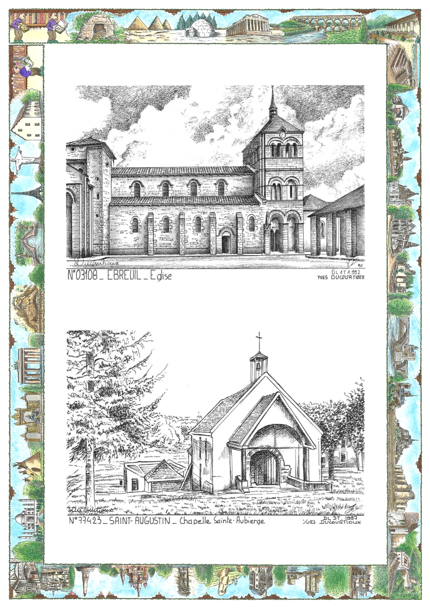 MONOCARTE N 03108-77423 - EBREUIL - �glise / ST AUGUSTIN - chapelle ste aubierge