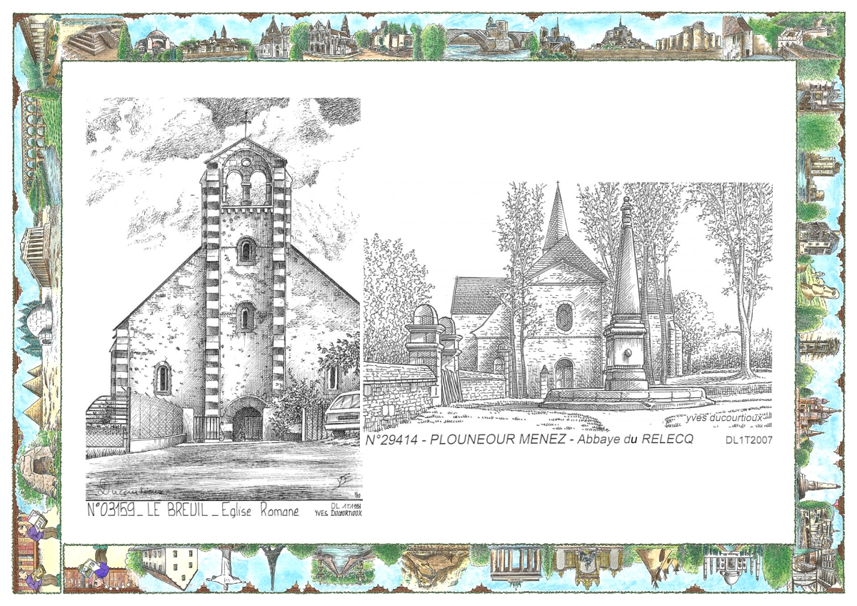 MONOCARTE N 03159-29414 - LE BREUIL - �glise romane / PLOUNEOUR MENEZ - abbaye de le relecq