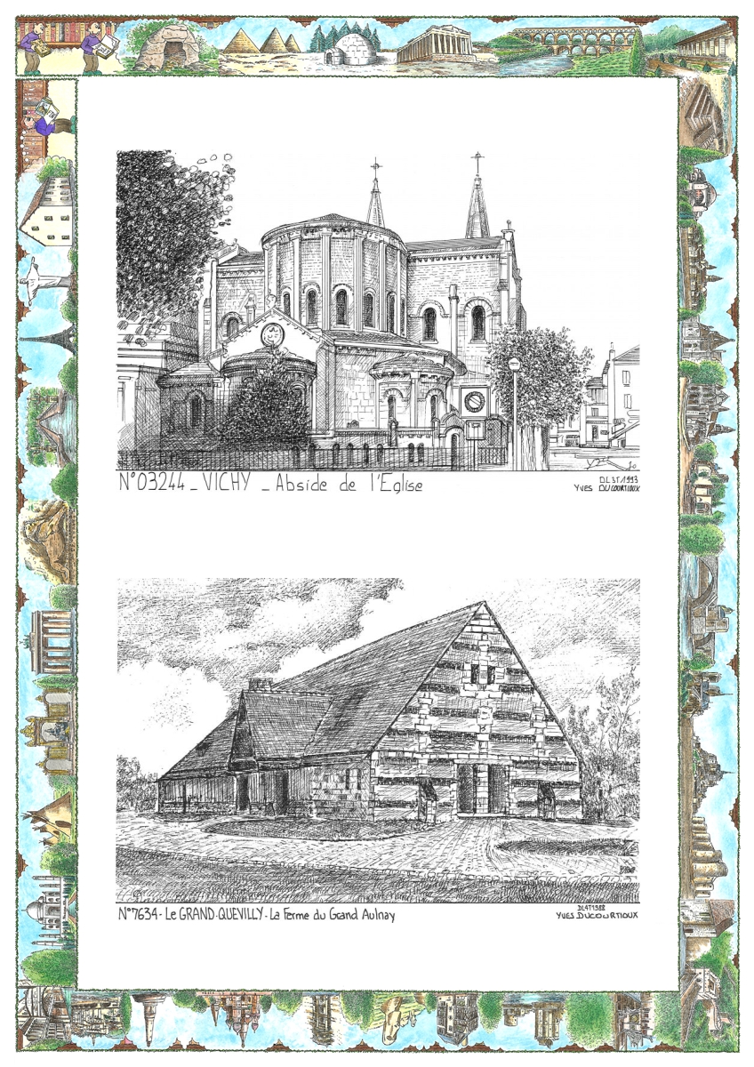 MONOCARTE N 03244-76034 - VICHY - abside de l �glise / LE GRAND QUEVILLY - ferme du grand aulnay