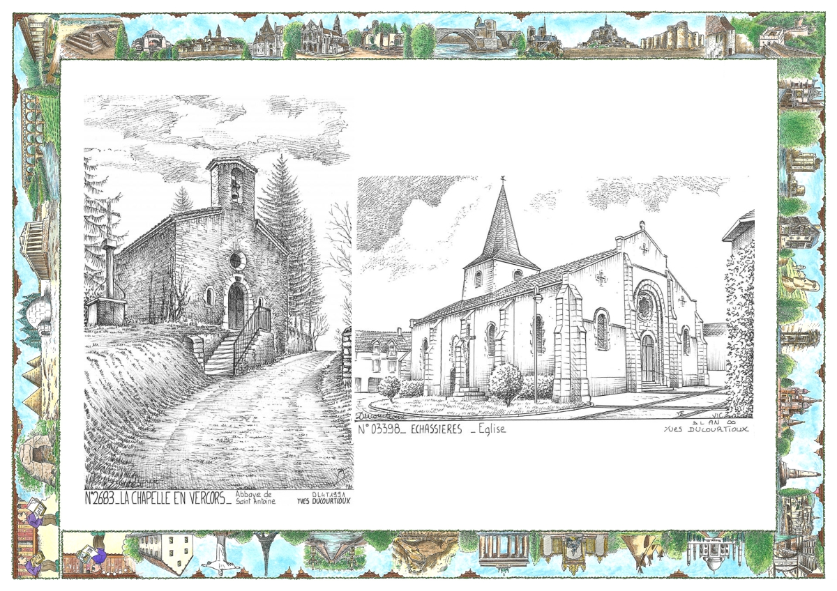 MONOCARTE N 03398-26083 - ECHASSIERES - �glise / LA CHAPELLE EN VERCORS - abbaye de st antoine
