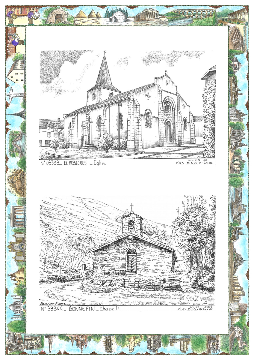 MONOCARTE N 03398-38344 - ECHASSIERES - �glise / BONNEFIN - chapelle