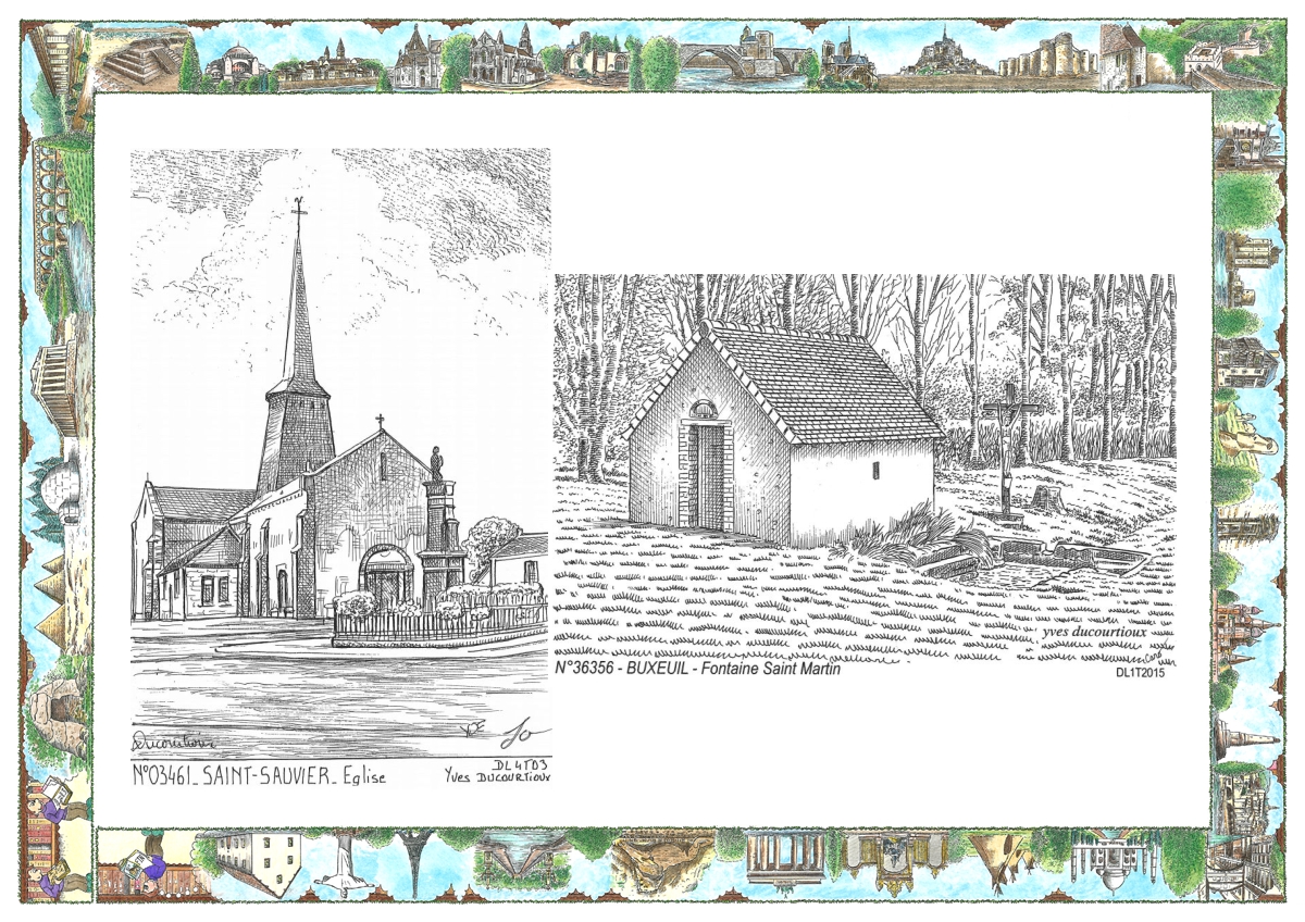 MONOCARTE N 03461-36356 - ST SAUVIER - �glise / BUXEUIL - fontaine st martin