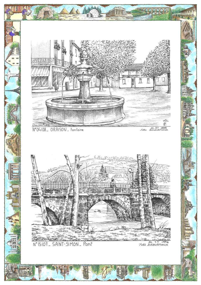 MONOCARTE N 04108-15107 - ORAISON - fontaine / ST SIMON - pont