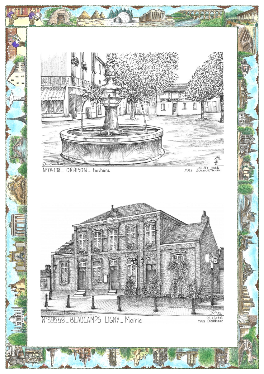 MONOCARTE N 04108-59558 - ORAISON - fontaine / BEAUCAMPS LIGNY - mairie