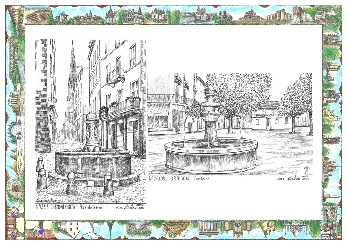 MONOCARTE N 04108-63313 - ORAISON - fontaine / CLERMONT FERRAND - place du terrail
