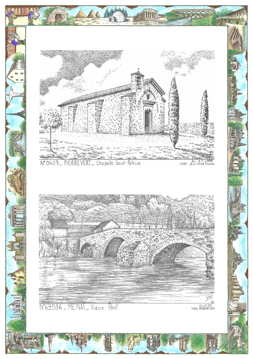 MONOCARTE N 04113-63536 - PIERREVERT - chapelle st patrice / MENAT - vieux pont