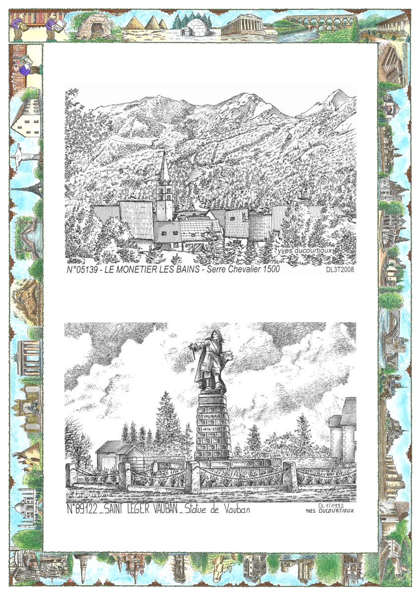 MONOCARTE N 05139-89122 - LE MONETIER LES BAINS - serre chevalier 1500 / ST LEGER VAUBAN - statue de vauban
