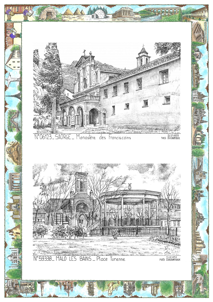 MONOCARTE N 06123-59338 - SAORGE - monast�re des franciscains / MALO LES BAINS - place turenne