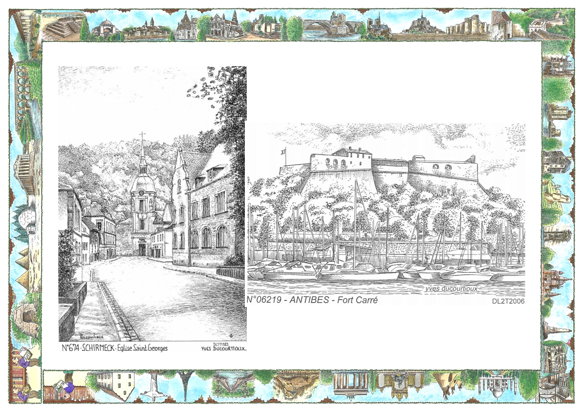 MONOCARTE N 06219-67004 - ANTIBES - fort carr� / SCHIRMECK - �glise st georges