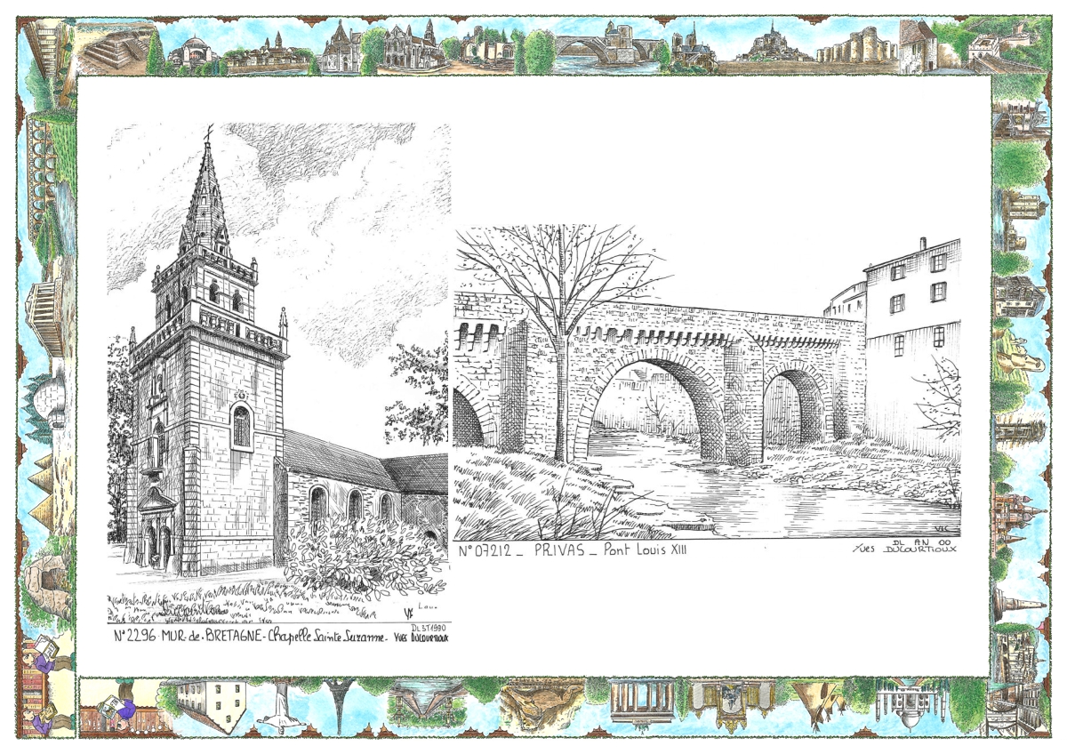 MONOCARTE N 07212-22096 - PRIVAS - pont louis XIII / MUR DE BRETAGNE - chapelle ste suzanne