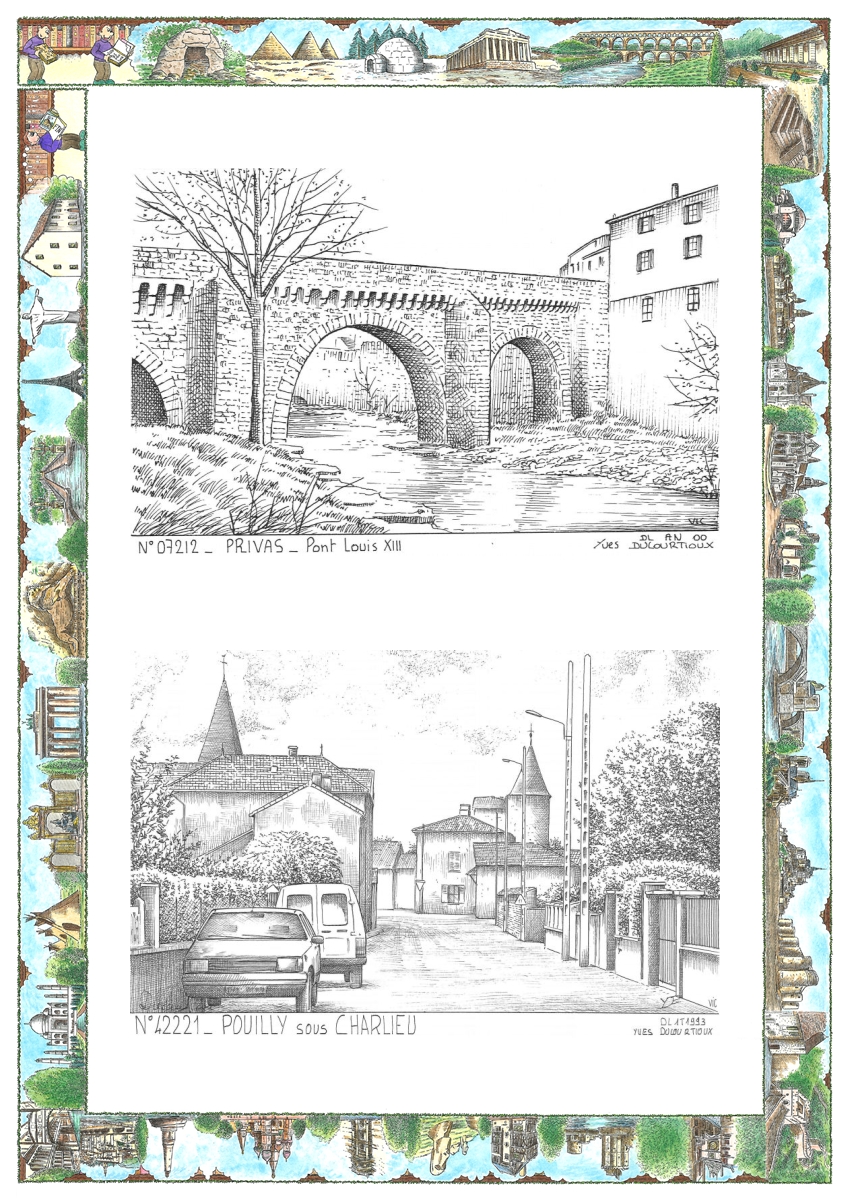 MONOCARTE N 07212-42221 - PRIVAS - pont louis XIII / POUILLY SOUS CHARLIEU - vue