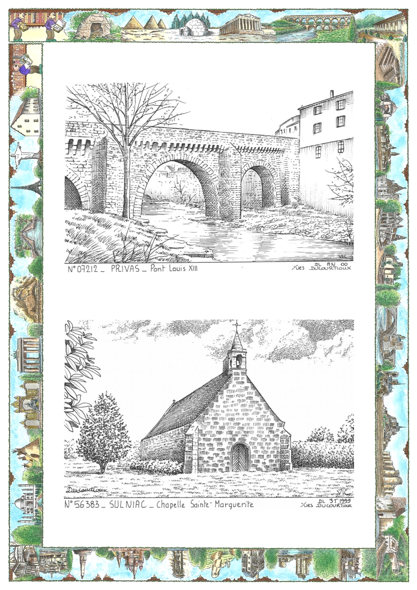 MONOCARTE N 07212-56383 - PRIVAS - pont louis XIII / SULNIAC - chapelle ste marguerite