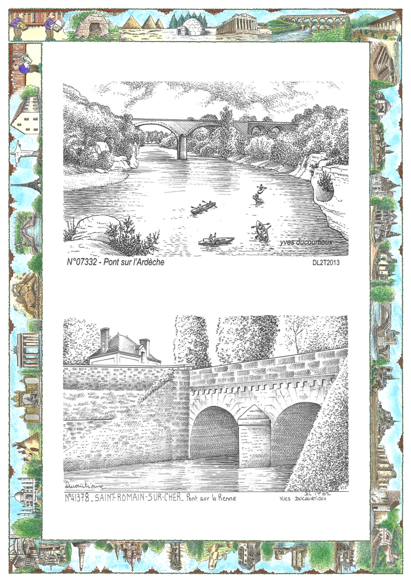 MONOCARTE N 07332-41378 - PRADONS - pont sur l ard�che / ST ROMAIN SUR CHER - pont sur la renne