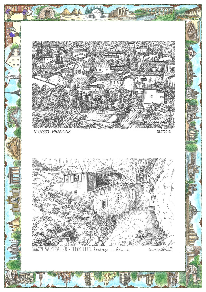MONOCARTE N 07333-66209 - PRADONS - vue / ST PAUL DE FENOUILLET - ermitage de galamus