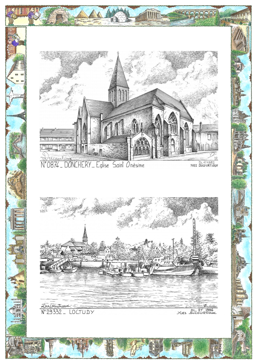 MONOCARTE N 08074-29332 - DONCHERY - �glise st on�sime / LOCTUDY - vue