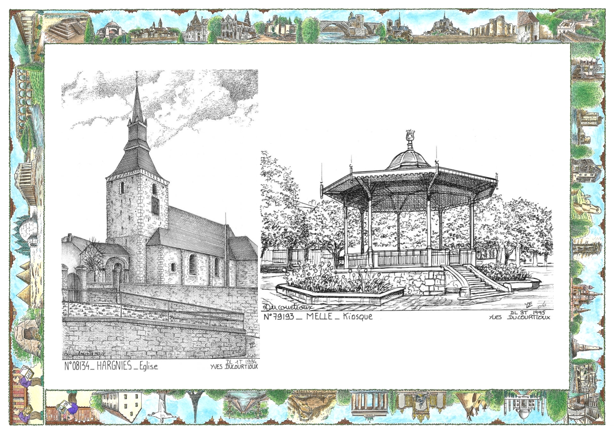MONOCARTE N 08134-79193 - HARGNIES - �glise / MELLE - kiosque