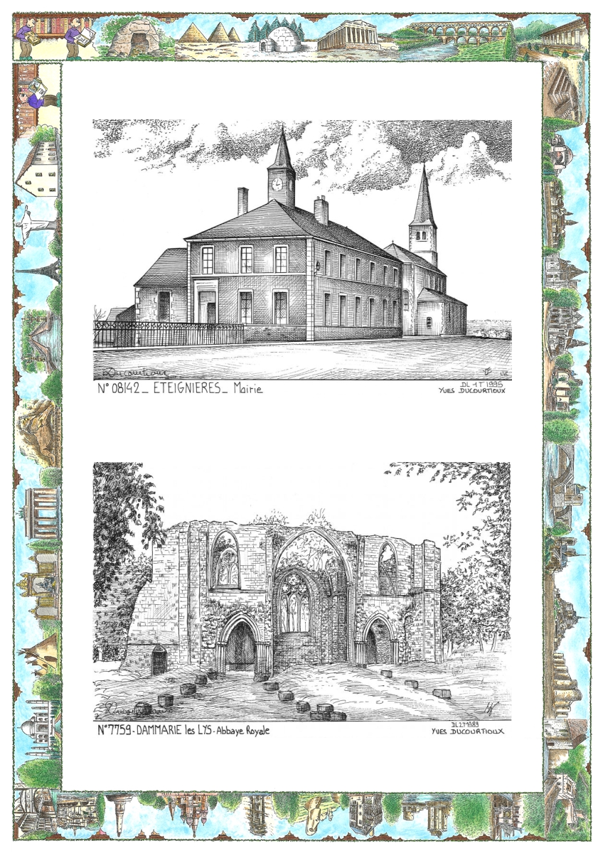 MONOCARTE N 08142-77059 - ETEIGNIERES - mairie / DAMMARIE LES LYS - abbaye royale