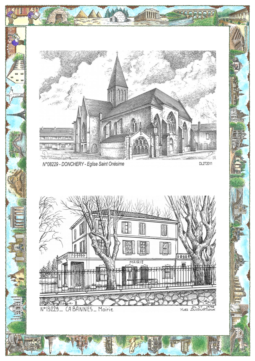 MONOCARTE N 08229-13229 - DONCHERY - �glise st on�sime / CABANNES - mairie