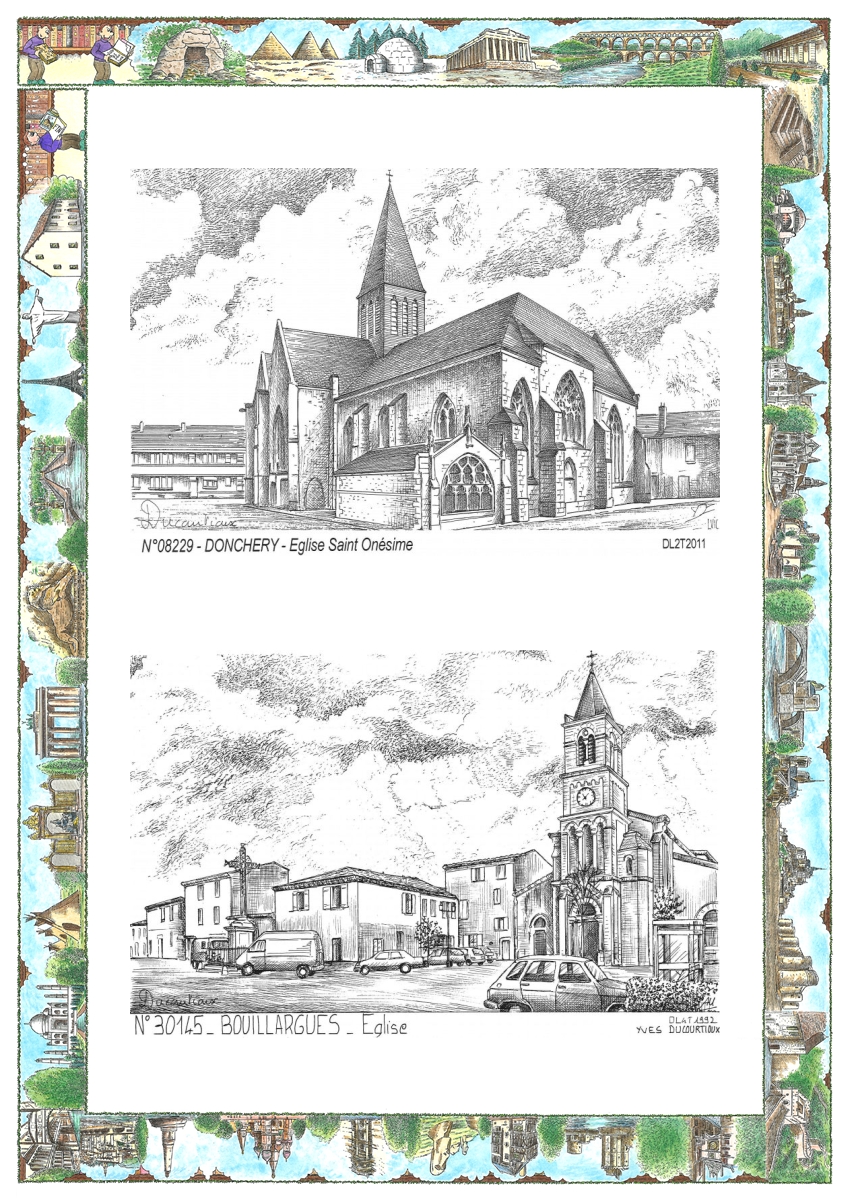 MONOCARTE N 08229-30145 - DONCHERY - �glise st on�sime / BOUILLARGUES - �glise