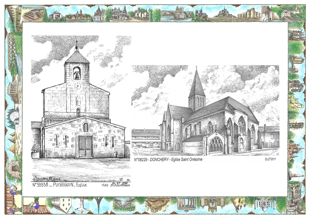 MONOCARTE N 08229-33338 - DONCHERY - �glise st on�sime / PUISSEGUIN - �glise