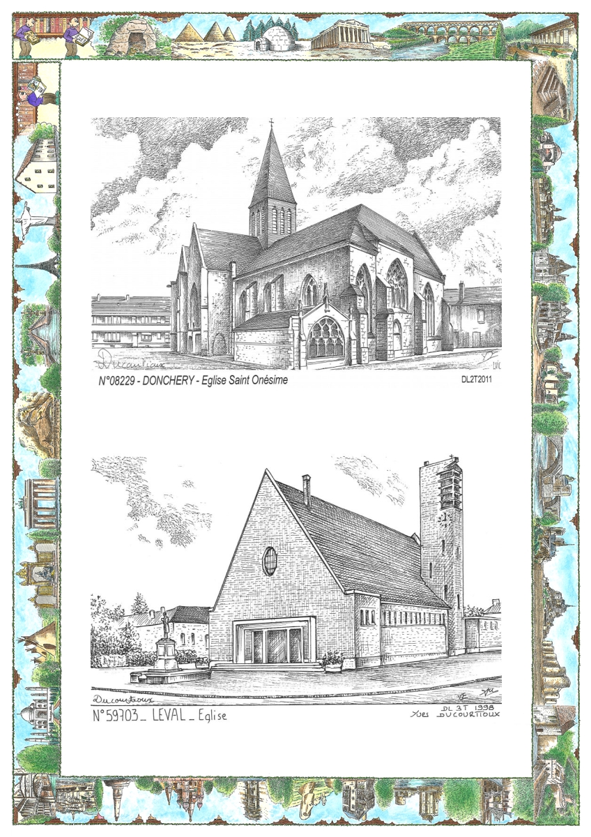 MONOCARTE N 08229-59703 - DONCHERY - �glise st on�sime / LEVAL - �glise