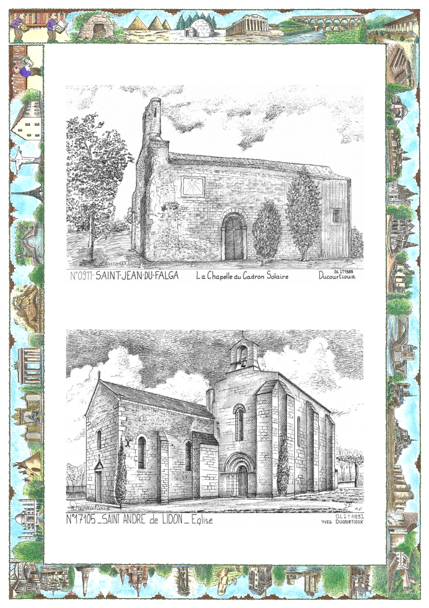 MONOCARTE N 09011-17105 - ST JEAN DU FALGA - la chapelle du cadran solaire / ST ANDRE DE LIDON - �glise