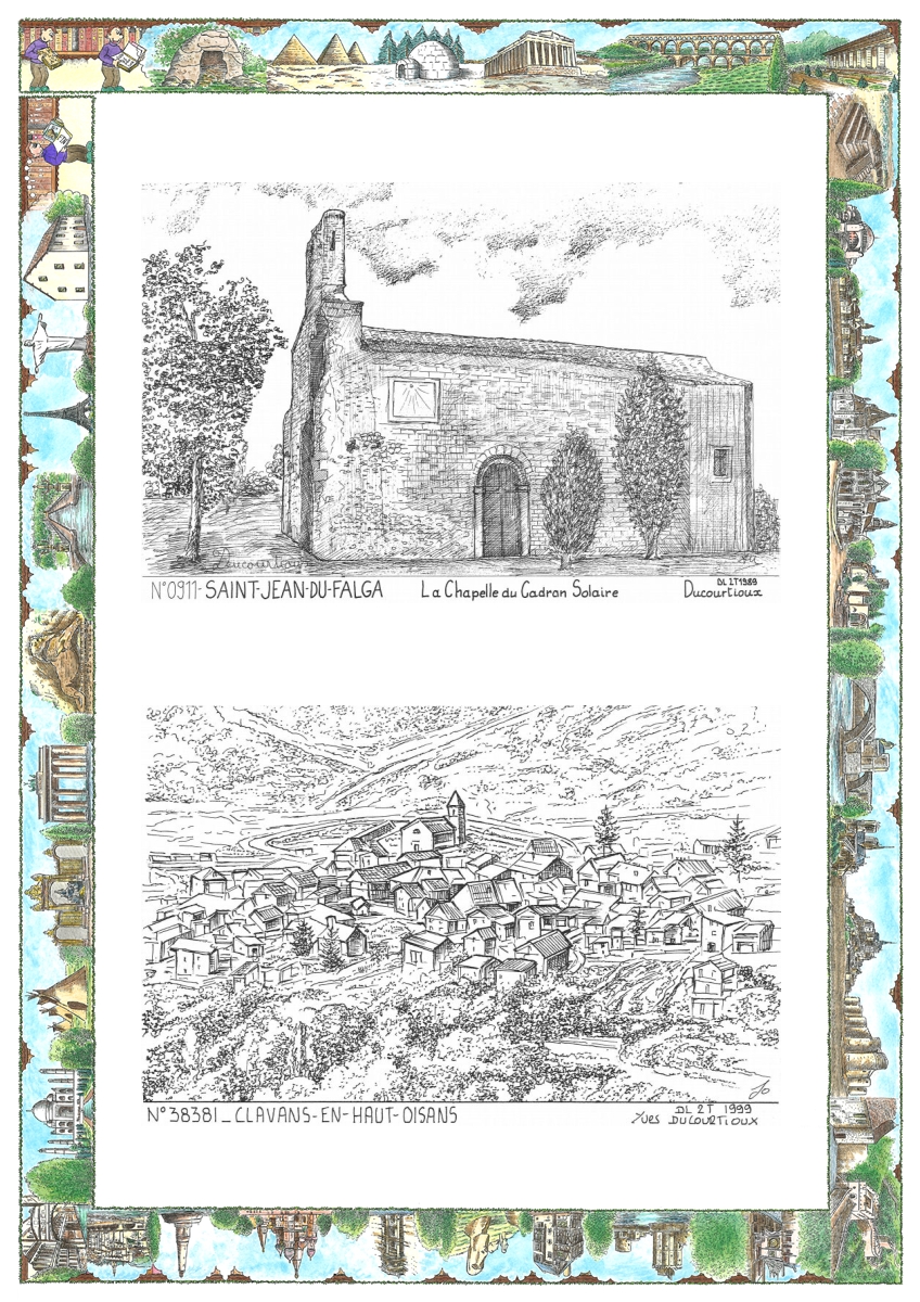 MONOCARTE N 09011-38381 - ST JEAN DU FALGA - la chapelle du cadran solaire / CLAVANS EN HAUT OISANS - vue