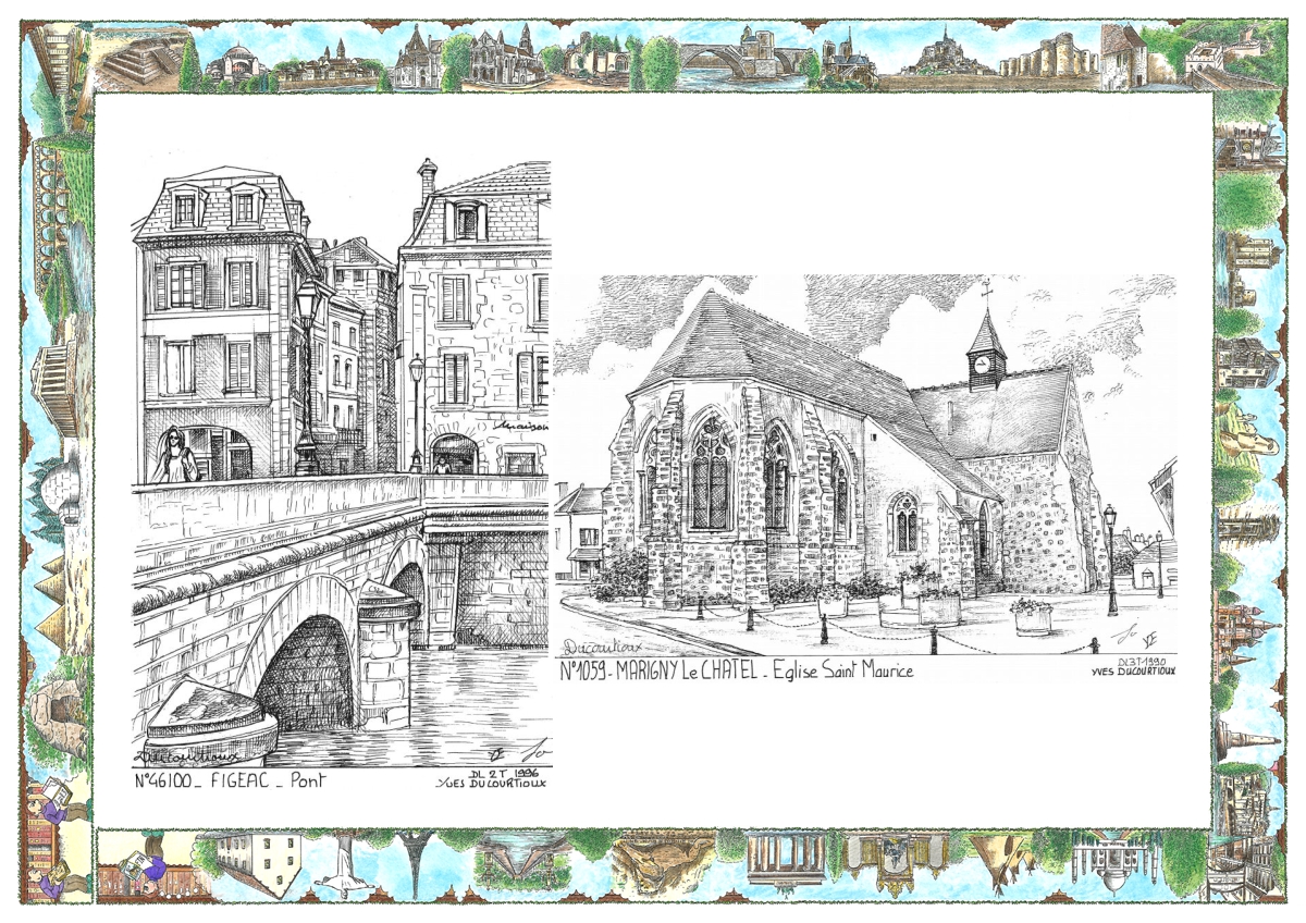 MONOCARTE N 10059-46100 - MARIGNY LE CHATEL - �glise st maurice / FIGEAC - pont
