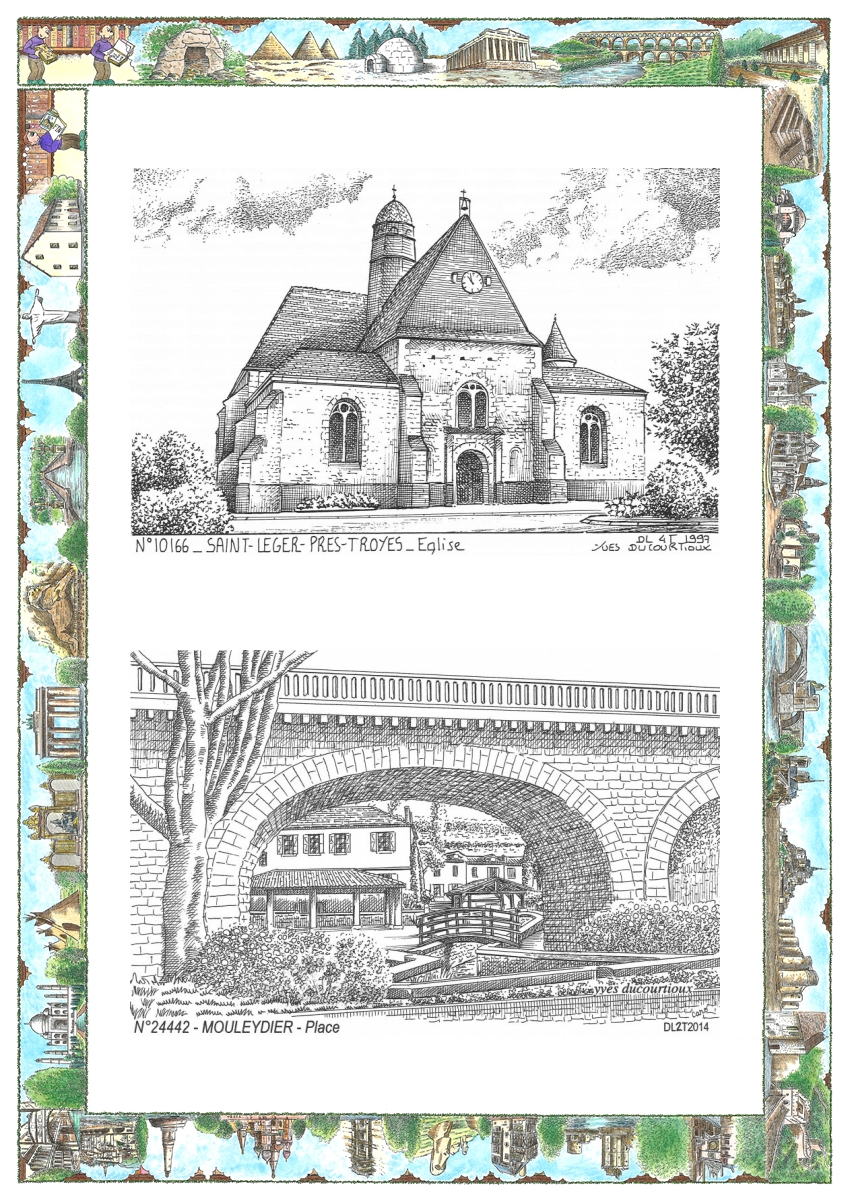 MONOCARTE N 10166-24442 - ST LEGER PRES TROYES - �glise / MOULEYDIER - place