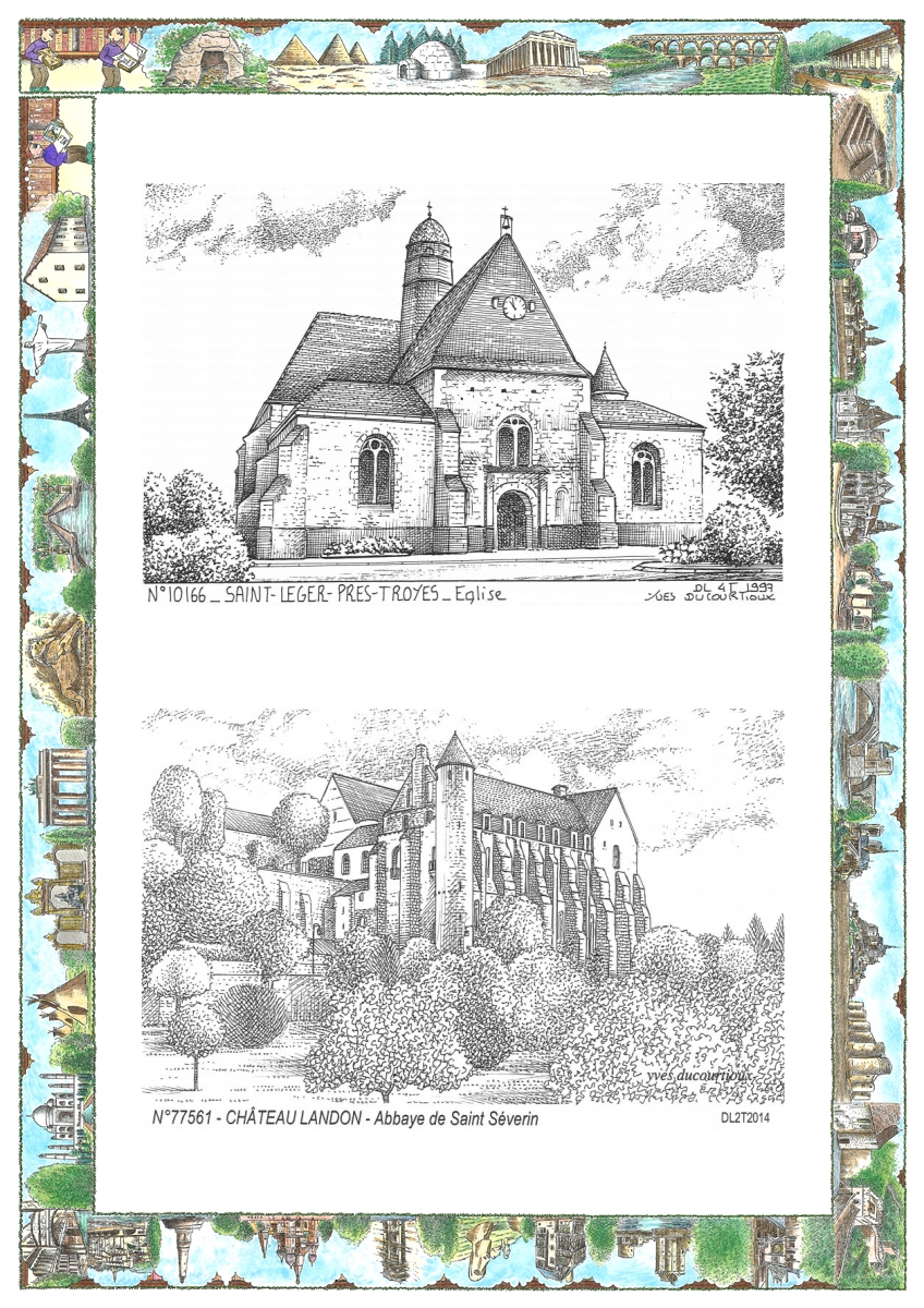 MONOCARTE N 10166-77561 - ST LEGER PRES TROYES - �glise / CHATEAU LANDON - abbaye de st s�verin
